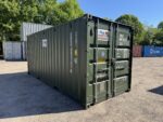 20′ x 8′ x 8.5′ tall – new shipping / storage container – wind and watertight– green this is as new of a storage container as you can buy here in the united states. it was built new in china then shipped here to the us with a load of goods in it. once in the us it was unloaded and then taken into our inventory to be sold. ***please review the pictures closely, there are a couple of dents on the right side of the container*** easy open door coated floors lock box for added security. lock box takes a special lock sold separately. 14 vents sku bbuu802702 0 container size 20' new