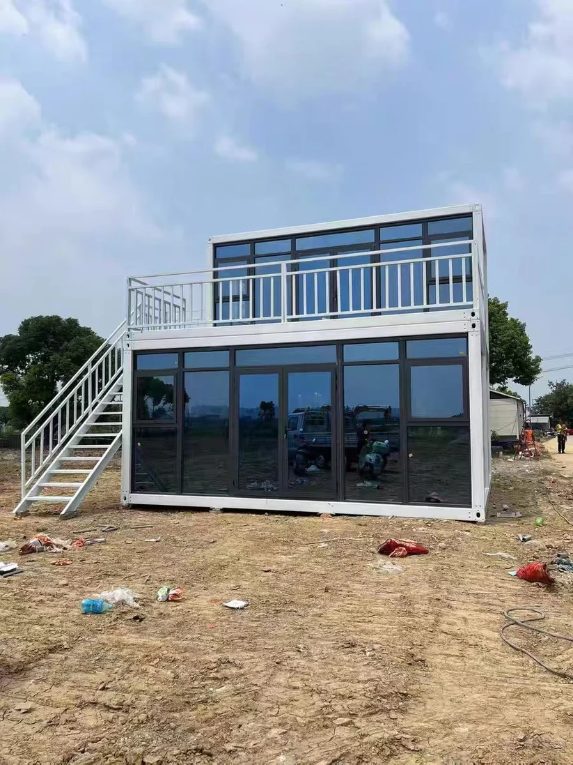 Two Floor Container House Kit with Glass Walls – Modern Double-Storey Modular Home Two Floor Container House Kit with Glass Walls – Modern Double-Storey Modular Home - Image 1