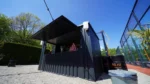 durable 4×2 xl meter shipping container bar – black ral 9005 with folding canopy