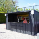 durable 4×2 xl meter shipping container bar – black ral 9005 with folding canopy