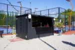 durable 4×2 xl meter shipping container bar – black ral 9005 with folding canopy