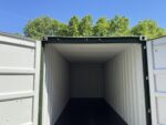 20′ x 8′ x 8.5′ tall – new shipping / storage container – wind and watertight– green this is as new of a storage container as you can buy here in the united states. it was built new in china then shipped here to the us with a load of goods in it. once in the us it was unloaded and then taken into our inventory to be sold. ***please review the pictures closely, there are a couple of dents on the right side of the container*** easy open door coated floors lock box for added security. lock box takes a special lock sold separately. 14 vents sku bbuu802702 0 container size 20' new