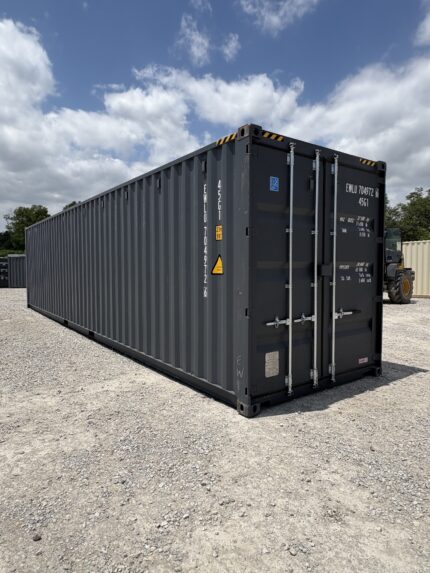 new 40ft high cube double door shipping container – slate gray | tunnel storage container