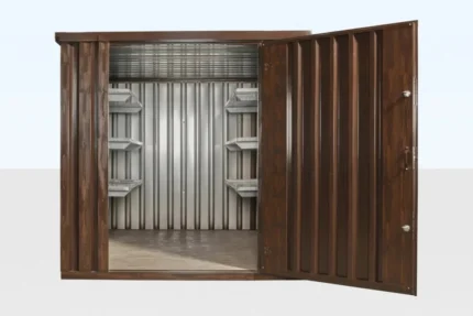 wood effect flat packed storage container 2m x 2.1m