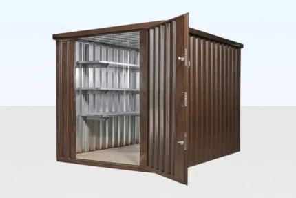 wood effect flat packed storage container 2m x 2.1m