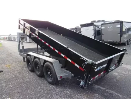 bwise 7x18 heavy duty gooseneck dump trailer hydraulic jacks tri axle 7.webp
